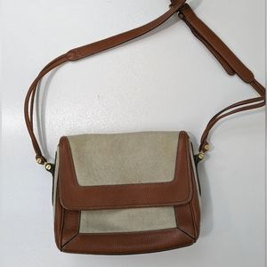Vintage Bally Cream Canvas with Brown Leather Bag